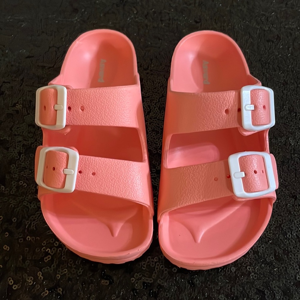 Asverd Kids Sandals Arch Support Double Buckle Slides Size 16 New Peach